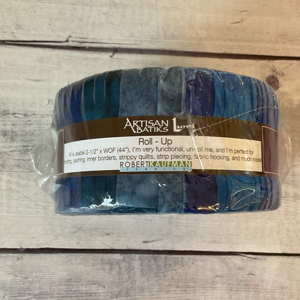 Robert Kaufman Artisan Batiks Roll Up Prisma Dyes Blue Green 40 Pcs Quilt Fabric